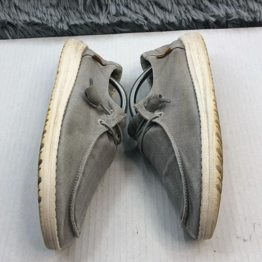 Hey Dude Shoes Womens 7 Wendy Chambray Light Gray Canvas Slip On Flat Loafers